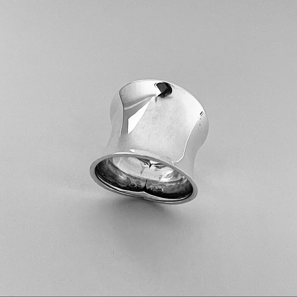 Sterling Silver Concave Ring, Boho Ring, Silver R… - image 2